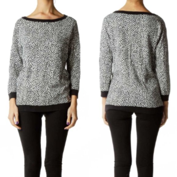 Ann Taylor Blouse Sheath Dalmatian Printed Black/White Exposed Zip Medium NEW - Picture 2 of 15